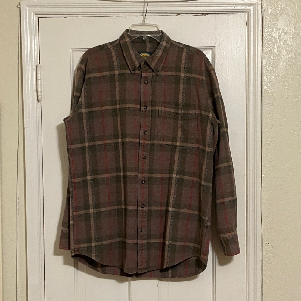 Cabela's Red and Green Plaid Casual Shirt